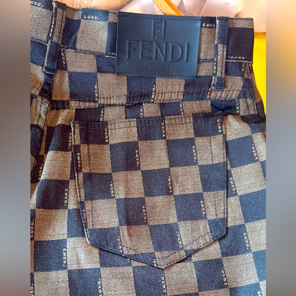 FENDI $1500 JEANS Jacquard Check Logo 8/10 (IT47) 32”waist - Picture 6 of 13